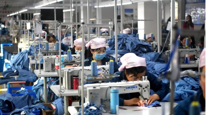 China garment factory production floor for OEM apparel manufacturing