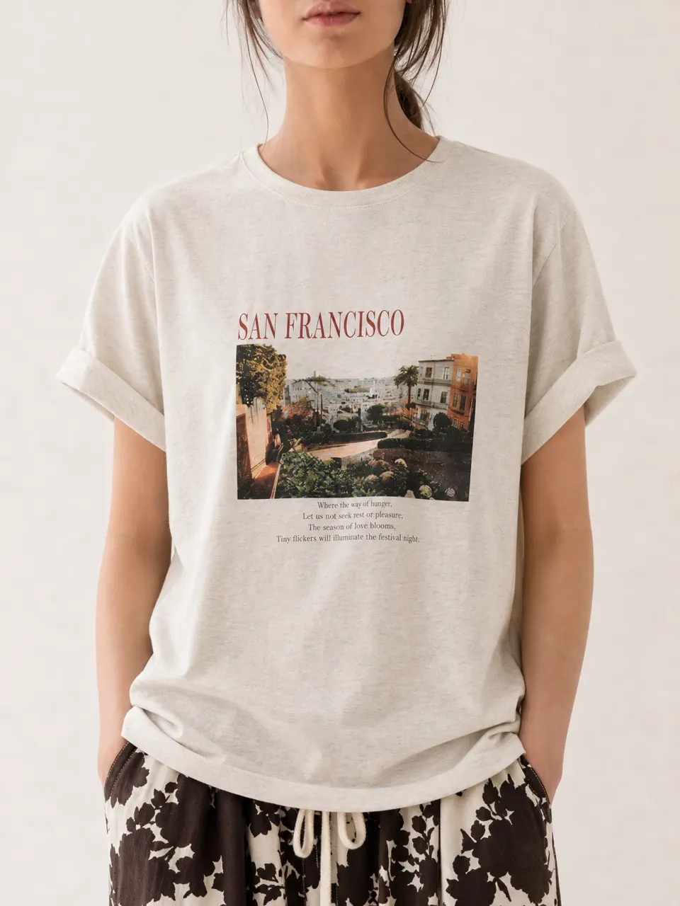 サンフランシスコのフォトプリント入りオーバーサイズTシャツ
