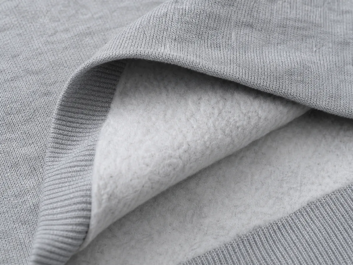 Brushed-back fleece fabric reference for hoodie sampling and wash quality review