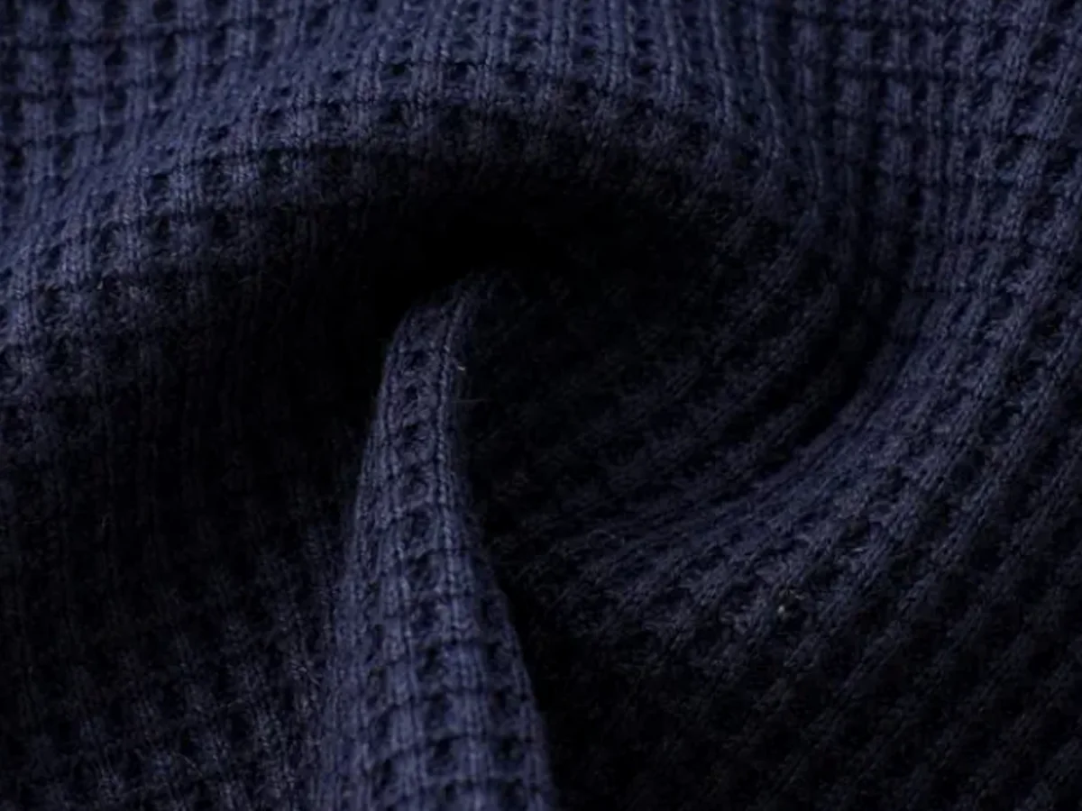 Navyfarbener Waffel-Thermalstrick für Cropped-Hoodies