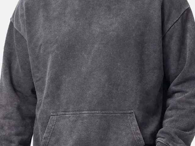 Vintage wash grey hoodie for shrinkage and post-wash size control