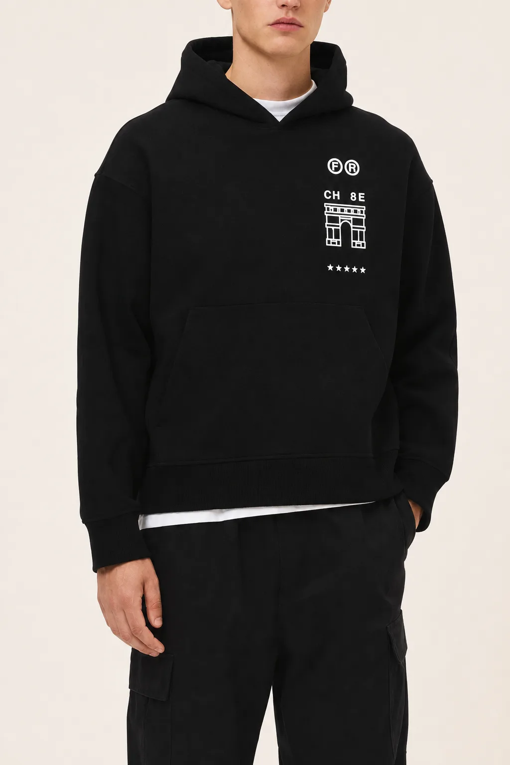 Finished hoodie sample for garment workmanship review
