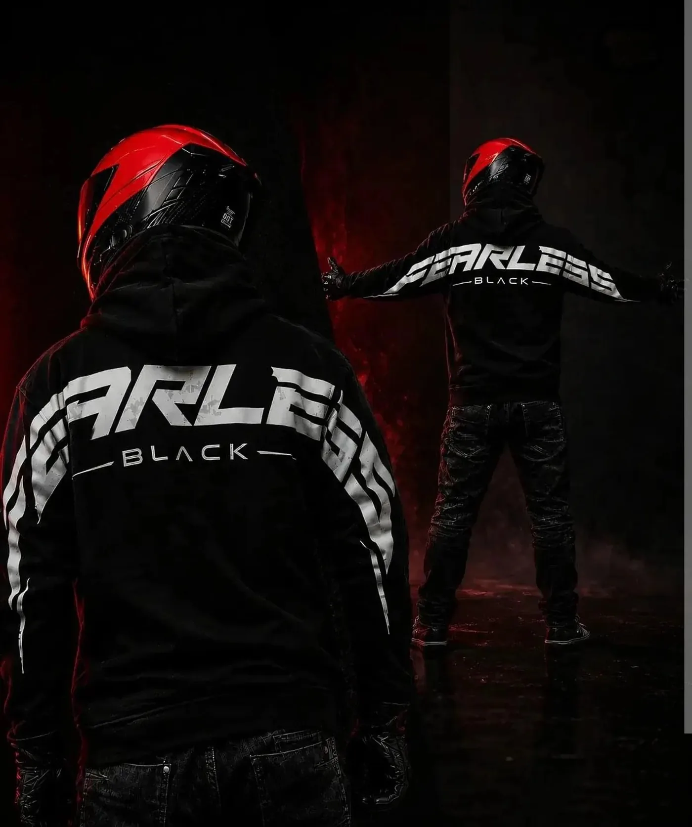 Motorcycle-inspired hoodie reference 3 for garment fit and sample development